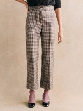 NWT Sezane Damon Trousers Check Print Carreaux 34 US 2